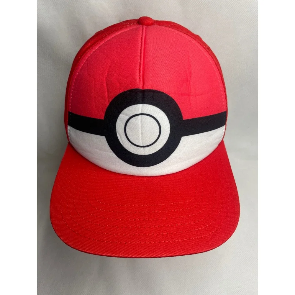 Pokemon Poke-Ball Youth Baseball Cap Adjustable SnapBack Red White Nintendo Hat